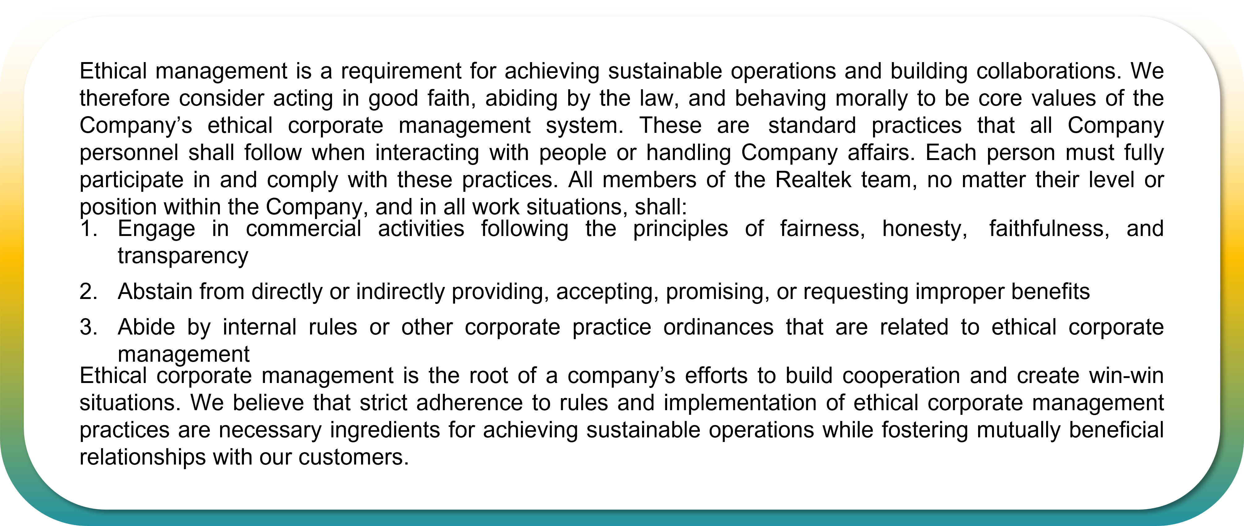 Ethical Corporate Management Policy